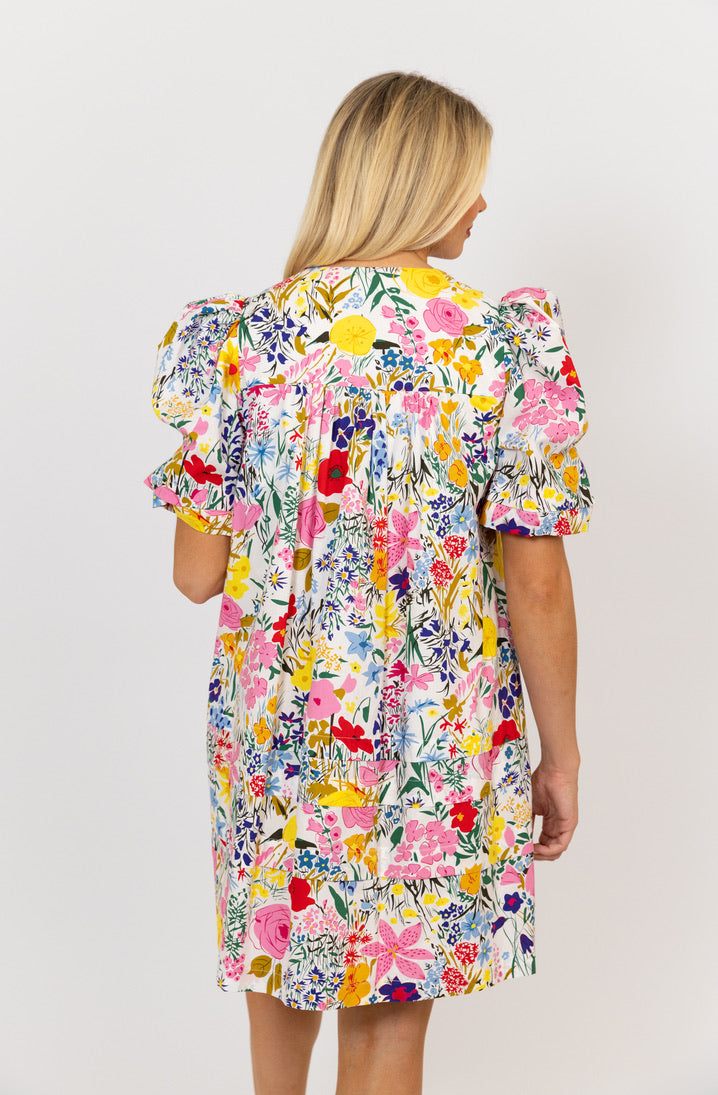 Multi Floral Vneck Dress