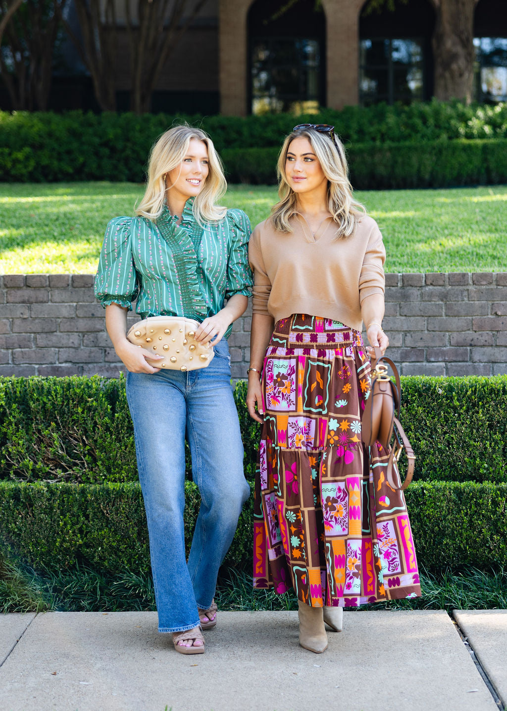 Floral Frame Tier Smock Skirt