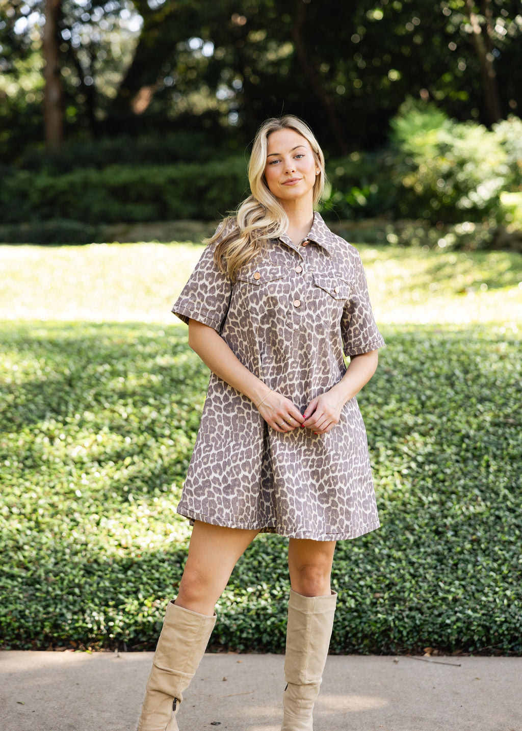 Leopard Denim Pocket Dress Shop Karlie Leopard Denim Pocket Dress Shop Karlie