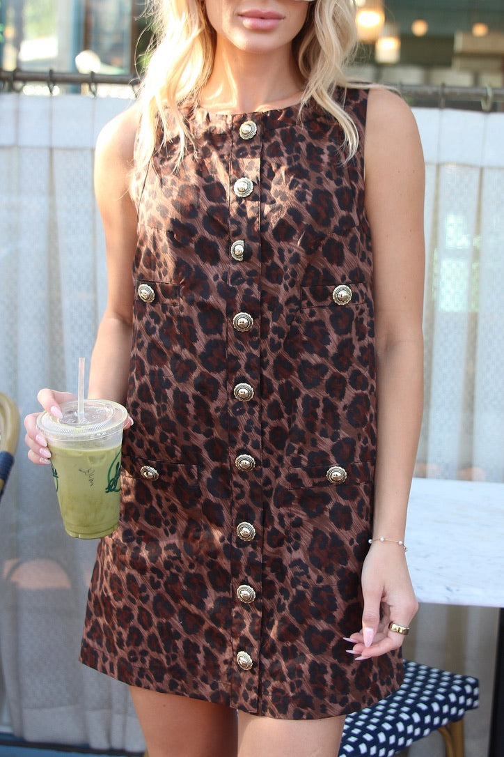 Leopard Gold Button Dress – Shop Karlie