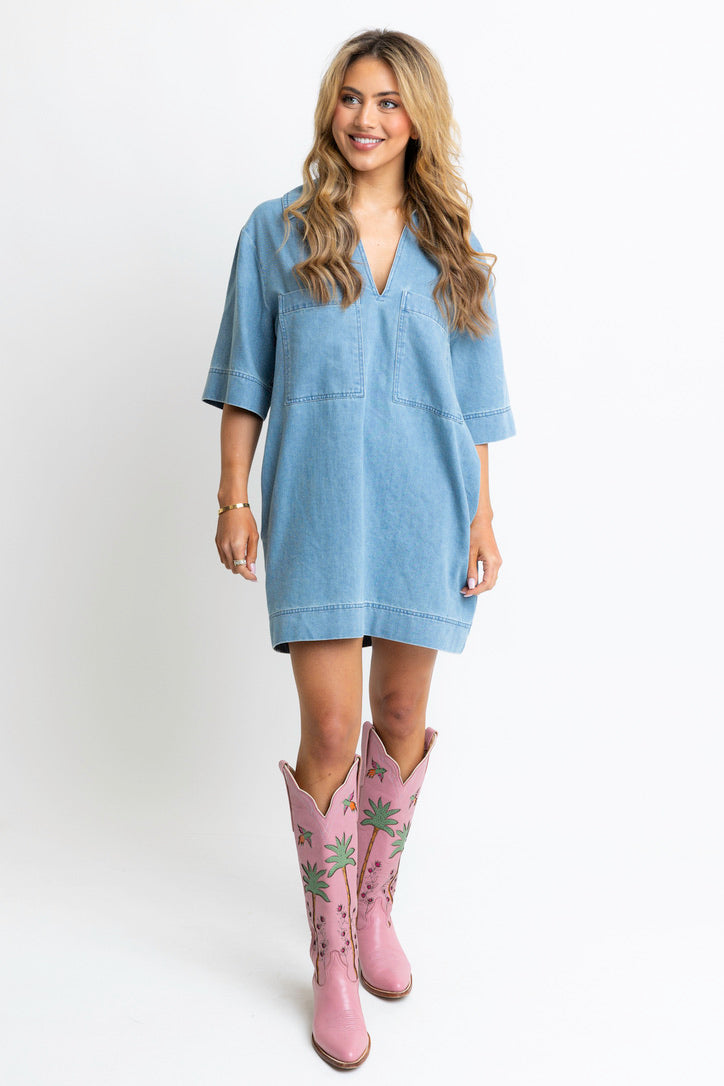 Denim Vneck Collar Dress Shop Karlie Denim Vneck Collar Dress Shop Karlie