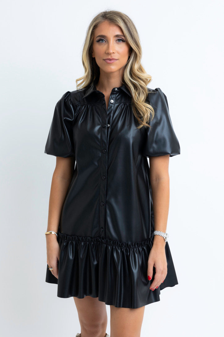Pleather Puff Sleeve Dress Shop Karlie Pleather Puff Sleeve Dress Shop Karlie