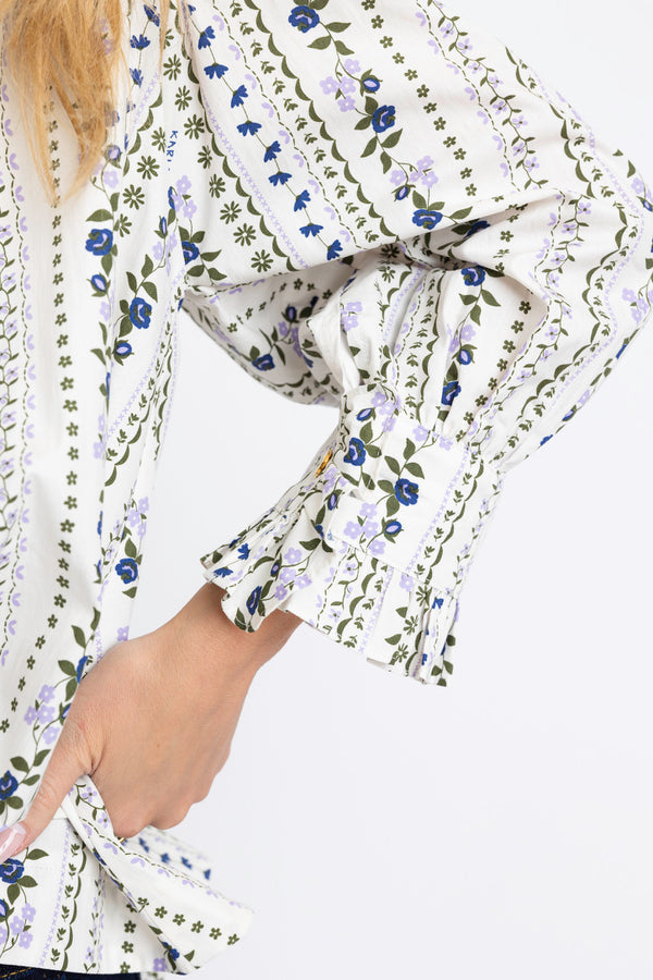 French Floral Button Up Top