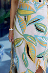 Abstract Leaf Wrap Tank Dress