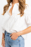 Solid Contrast Trim Poplin Top