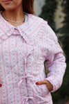 Floral Ditzy Stripe Quilted Jacket