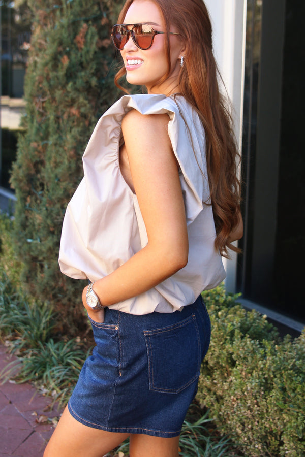Solid Poplin Bubble Top