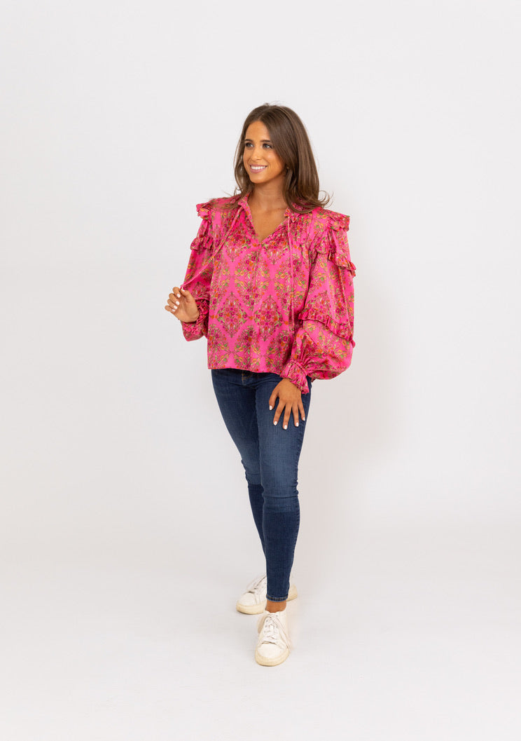 Stand Out Pink Floral Ruffle Top (S-3XL) - Loyal Tee Boutique