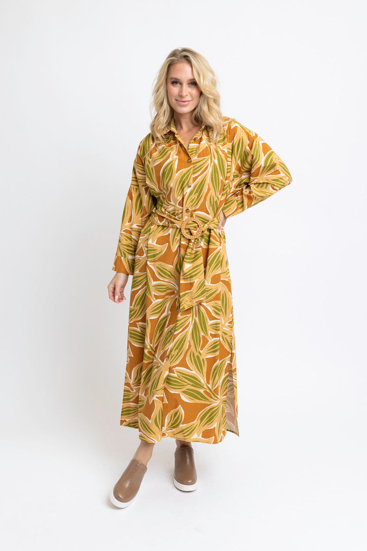 Desert Palm Shirt Dress with Belt