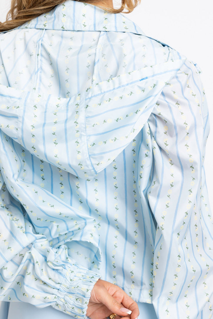 Floral Stripe Weekend Jacket with Hood