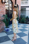 Abstract Leaf Wrap Tank Dress