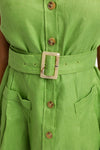 Solid Linen Shirt Dress with Belt