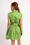 Solid Linen Shirt Dress with Belt