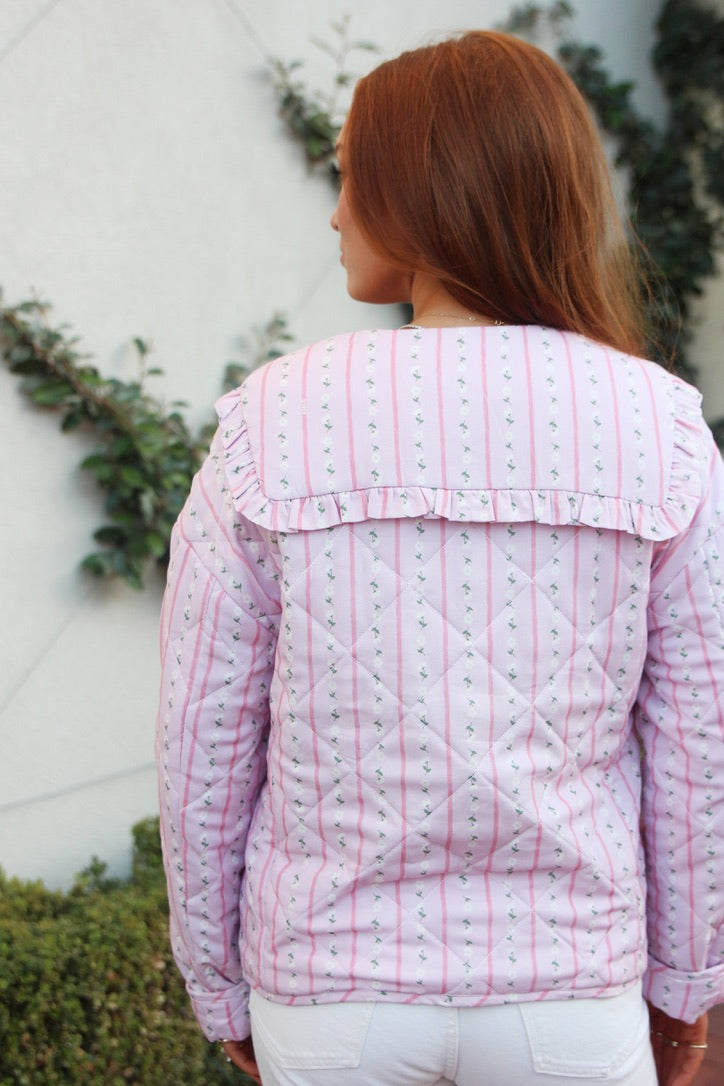 Floral Ditzy Stripe Quilted Jacket