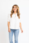 Solid Contrast Trim Poplin Top