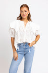 Eyelet Novelty Collar Top