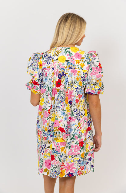 Multi Floral Vneck Dress