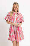 Stripe "America" Button Shirt Dress
