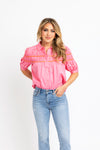 Solid Contrast Trim Poplin Top
