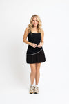 Solid Pleat Kourt Dress w/ Contrast