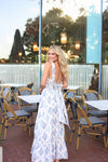 French Vintage Floral Tie Maxi Dress