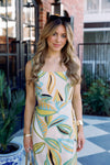 Abstract Leaf Wrap Tank Dress