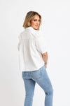 Solid Contrast Trim Poplin Top
