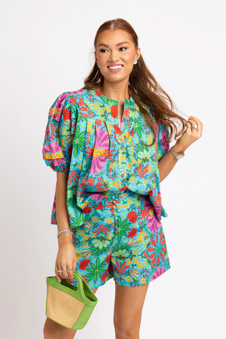 Tropical Short with Button Detail