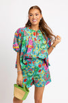 Tropical Short with Button Detail
