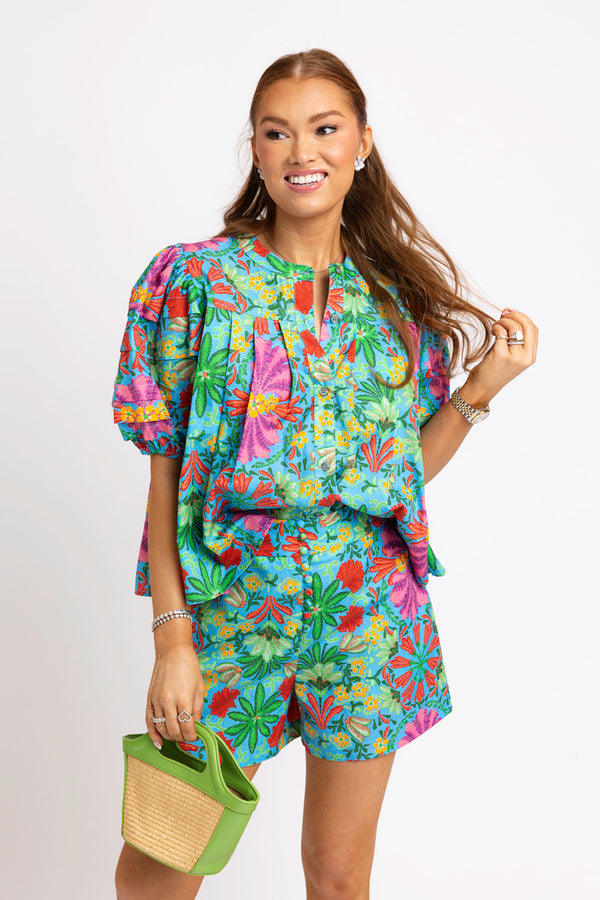 Tropical Short with Button Detail