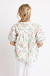 Vintage Floral Pleat Sleeve Top