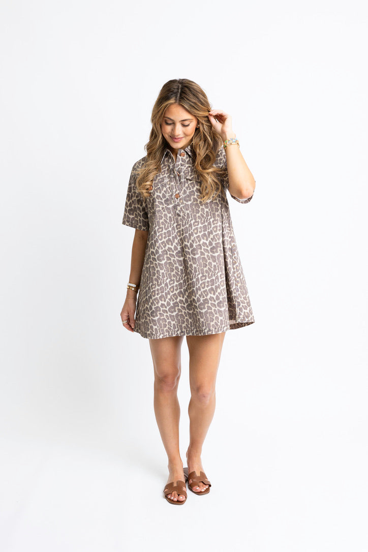 Leopard Denim Pocket Dress Shop Karlie Leopard Denim Pocket Dress Shop Karlie