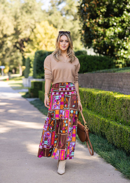 Floral Frame Tier Smock Skirt