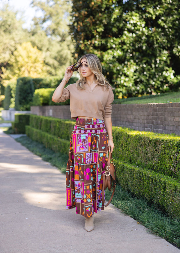 Floral Frame Tier Smock Skirt