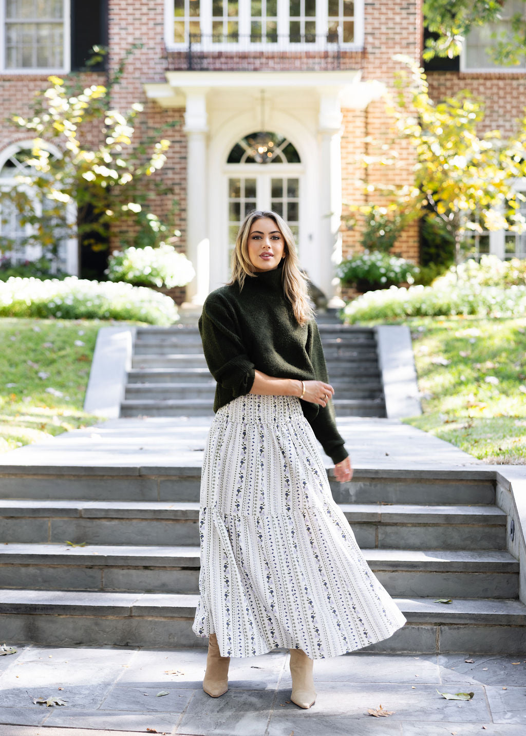 French Floral Tier Maxi Skirt