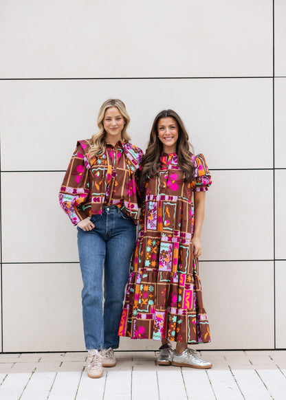 Floral Frame Kiki Tier Maxi Dress