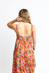 Floral Scoop Back Tier Maxi Dress