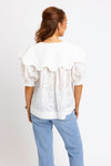 Eyelet Novelty Collar Top