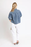 Denim Button Puff Sleeve Top