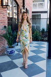 Abstract Leaf Wrap Tank Dress