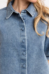 Denim Button Puff Sleeve Top