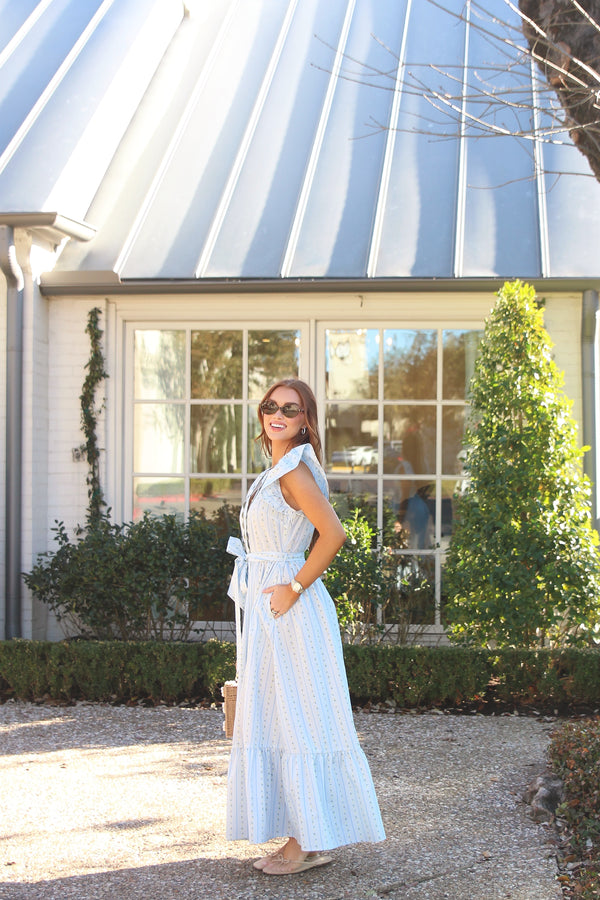 Floral Stripe Ric Rac Maxi Dress