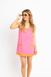 Solid Contrast French Terry Scoop Dress