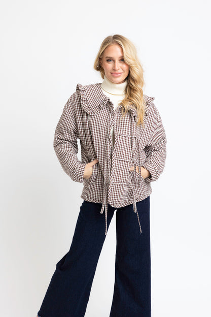 Gingham Check Collar Novelty Jacket