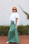 Floral Stripe Tier Smock Maxi Skirt