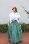 Floral Stripe Tier Smock Maxi Skirt
