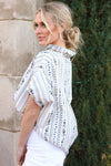 French Floral Signature Vneck Collar Top