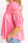 Solid Contrast Trim Poplin Top