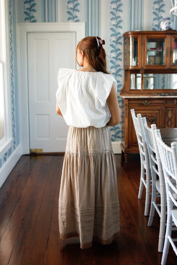 Gingham Tier Maxi Skirt