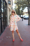 Fruit Basket Shirt Dress With Piped Pocket